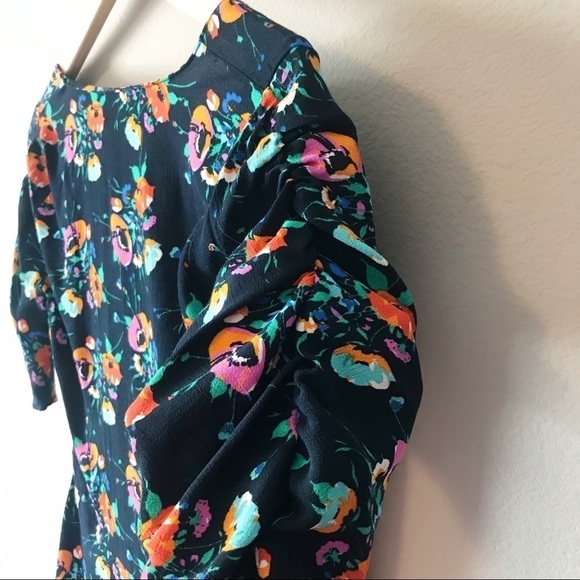 Zara NWT Floral V-Neck Peplum Ruffle Blouse XS - Picture 7 of 9